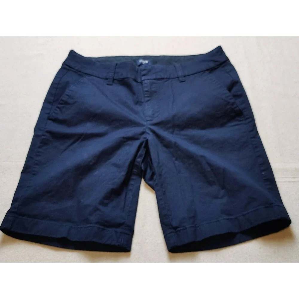 J.Crew‎ Womens Chino Shorts Navy Blue Size 4 Mid Rise Stretch Casual Summer 18
